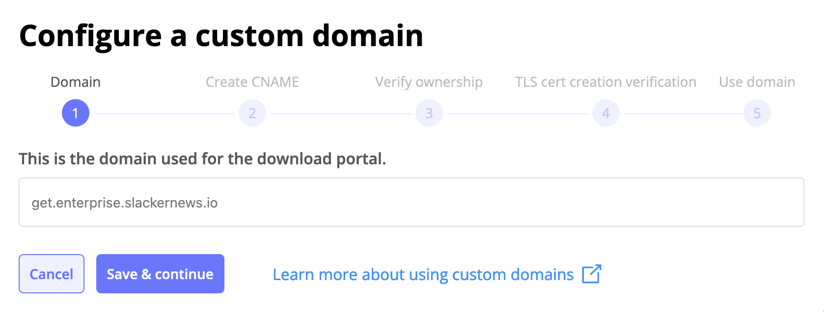 custom domain wizard